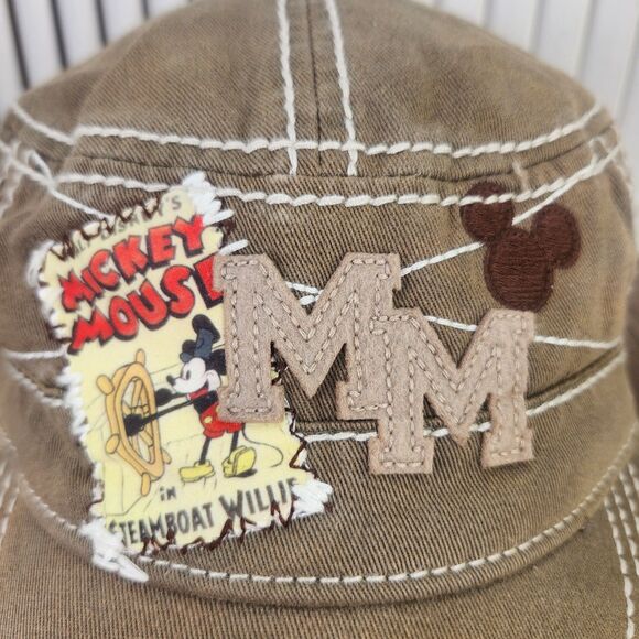 Disney Parks Mickey Mouse Steamboat Willie Distressed Cadet Hat Cap Strapback - Picture 3 of 12